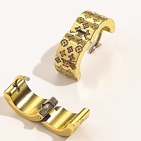 Gold Plated Four Leaf Clover Hoop Luxury Huggies’ Minimalist Earrings - Picture 3 of 6